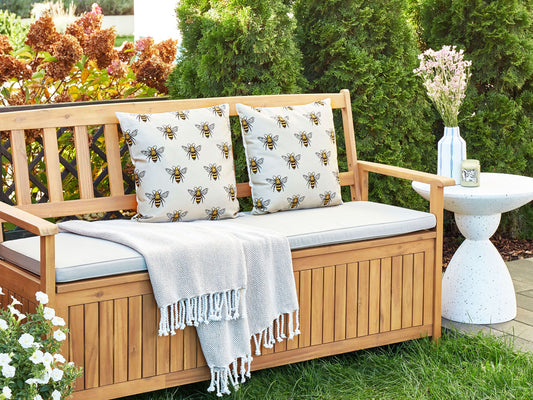 Gartenkissen 2er Set CANNETO Tiermuster 45 x 45 cm Beige