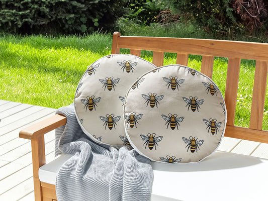 Gartenkissen 2er Set CANNETO Tiermuster 40 x 40 cm Beige