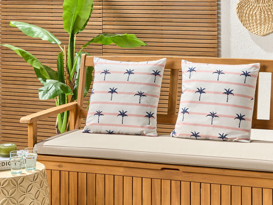 Gartenkissen 2er Set MOLTEDO Streifenmuster 45 x 45 cm Weiss