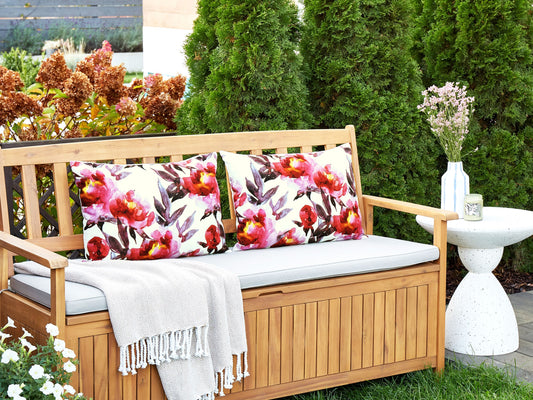 Gartenkissen 2er Set LANROSSO Blumenmuster 40 x 60 cm Rosa