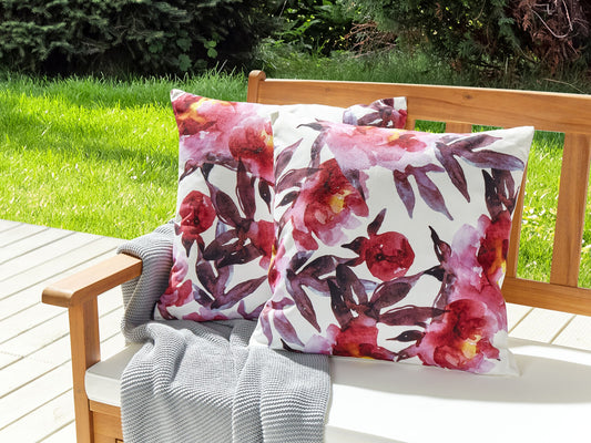 Gartenkissen 2er Set LANROSSO Blumenmuster 45 x 45 cm Rosa