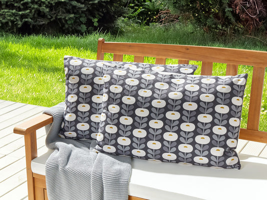 Gartenkissen 2er Set VALSORDA Geometrisches Muster 40 x 60 cm Grau