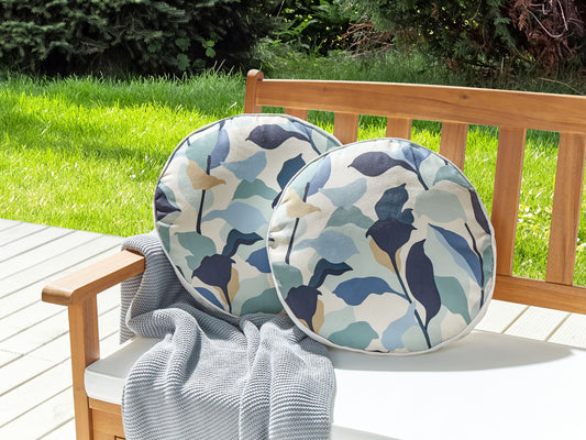 Gartenkissen 2er Set VEGLINO Pflanzenmuster 40 x 40 cm Blau