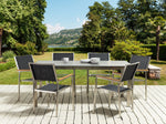 Gartenmöbel Set 6-Sitzer COSOLETO/GROSSETO Sicherheitsglas Granit Optik Schwarz