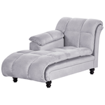 Chaiselongue Samtstoff hellgrau rechtsseitig LORMONT