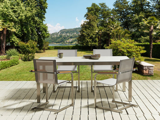 Gartenmöbel Set 4-Sitzer COSOLETO Sicherheitsglas Weiss