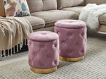 Pouf mit Stauraum Samtstoff rosa 2er Set PUEBLO