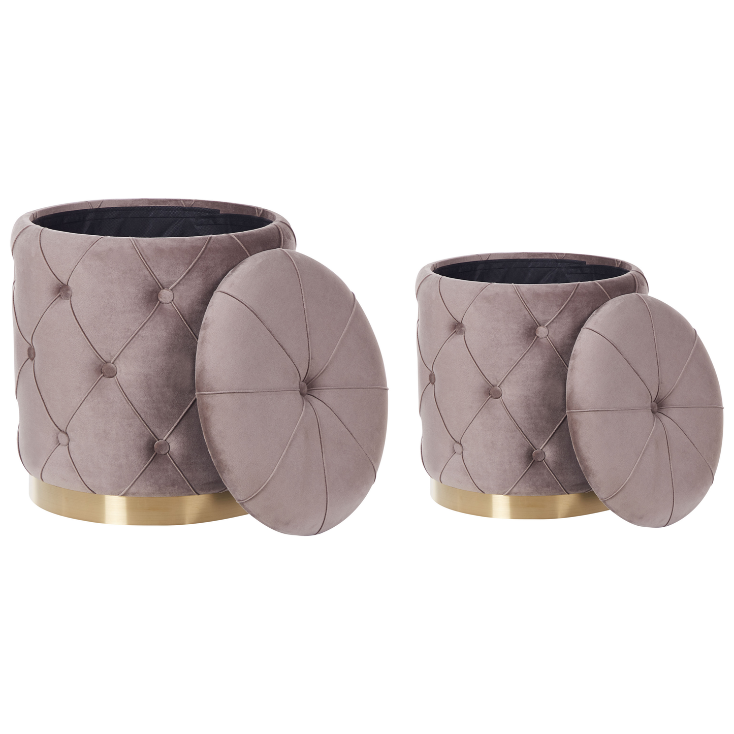 Pouf mit Stauraum Samtstoff taupe 2er Set PUEBLO