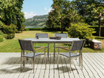 Gartenmöbel Set 4-Sitzer COSOLETO/GROSSETO Sicherheitsglas Marmor Optik Grau