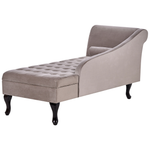 Chaiselongue Samtstoff taupe mit Bettkasten linksseitig PESSAC