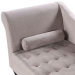 Chaiselongue Samtstoff taupe mit Bettkasten linksseitig PESSAC