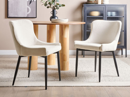 Esszimmerstuhl 2er Set Stoff Cremeweiss EVERLY