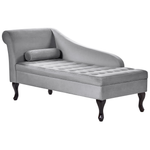 Chaiselongue Samtstoff hellgrau mit Bettkasten linksseitig PESSAC