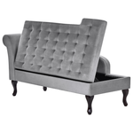 Chaiselongue Samtstoff hellgrau mit Bettkasten linksseitig PESSAC