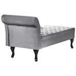 Chaiselongue Samtstoff hellgrau mit Bettkasten linksseitig PESSAC