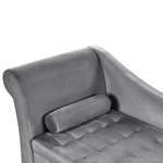 Chaiselongue Samtstoff hellgrau mit Bettkasten linksseitig PESSAC