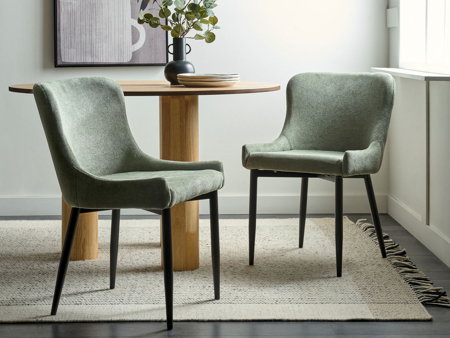 Esszimmerstuhl 2er Set Stoff Grün EVERLY