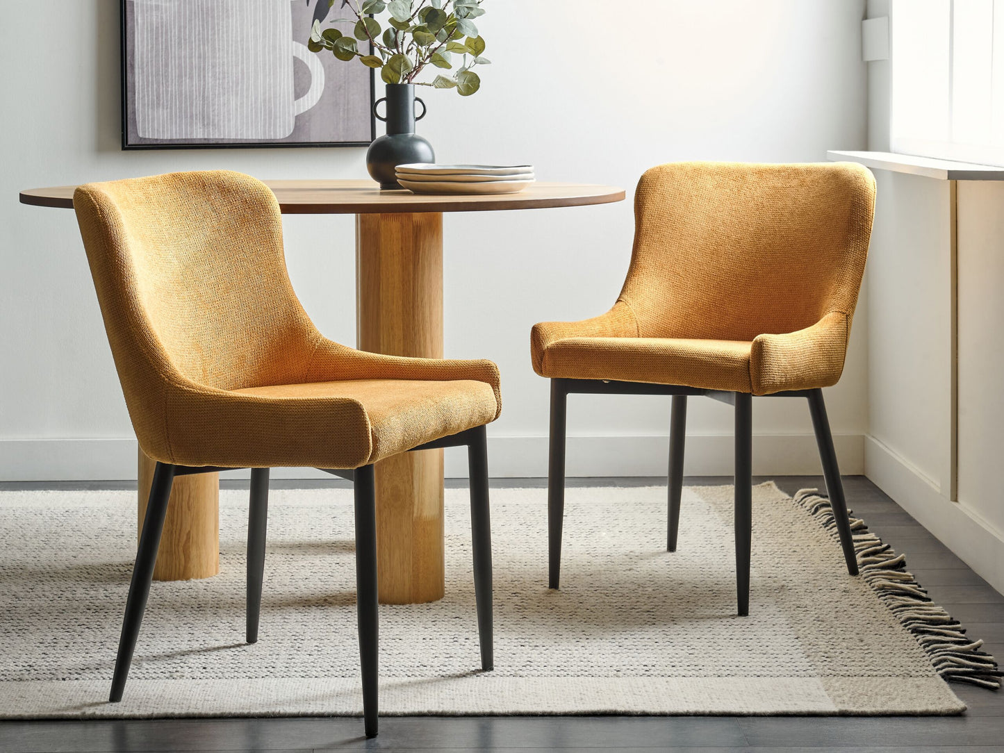 Esszimmerstuhl 2er Set Stoff Gelb EVERLY
