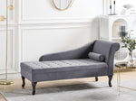 Chaiselongue Samtstoff dunkelgrau mit Bettkasten rechtsseitig PESSAC
