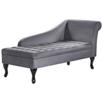 Chaiselongue Samtstoff dunkelgrau mit Bettkasten rechtsseitig PESSAC