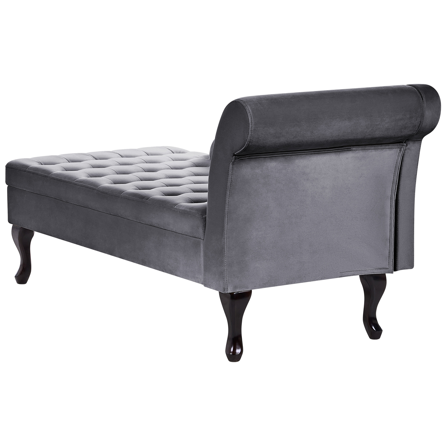 Chaiselongue Samtstoff dunkelgrau mit Bettkasten rechtsseitig PESSAC
