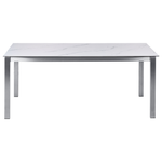Gartentisch COSOLETO 180 cm 90 cm Marmor Optik Glas Weiss