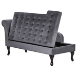 Chaiselongue Samtstoff dunkelgrau mit Bettkasten linksseitig PESSAC