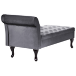 Chaiselongue Samtstoff dunkelgrau mit Bettkasten linksseitig PESSAC
