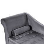 Chaiselongue Samtstoff dunkelgrau mit Bettkasten linksseitig PESSAC