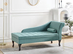 Chaiselongue Samtstoff blaugrün mit Bettkasten rechtsseitig PESSAC