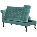 Chaiselongue Samtstoff blaugrün mit Bettkasten linksseitig PESSAC