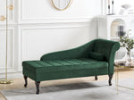 Chaiselongue Samtstoff dunkelgrün mit Bettkasten rechtsseitig PESSAC