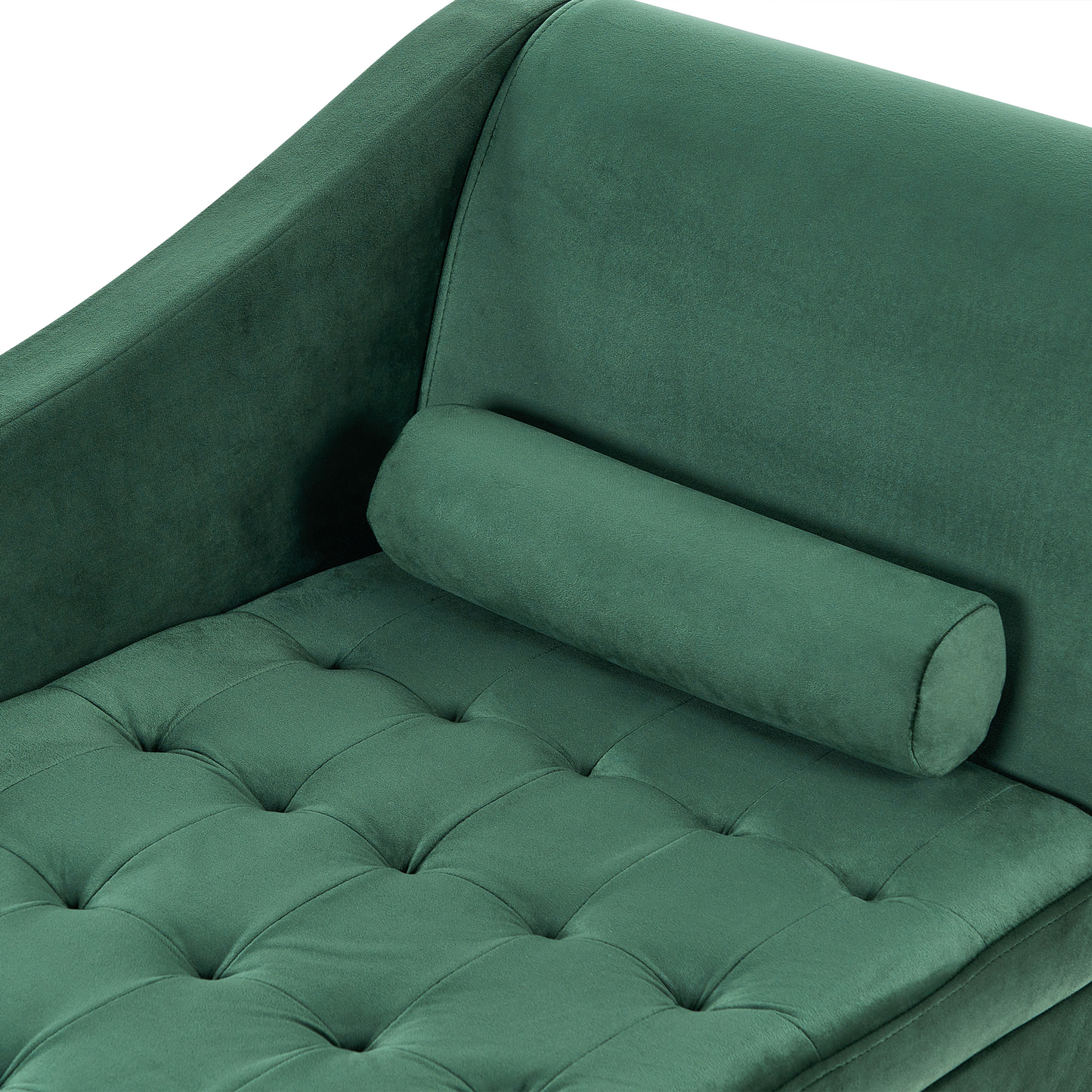 Chaiselongue Samtstoff dunkelgrün mit Bettkasten rechtsseitig PESSAC