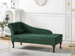 Chaiselongue Samtstoff dunkelgrün mit Bettkasten linksseitig PESSAC