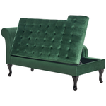 Chaiselongue Samtstoff dunkelgrün mit Bettkasten linksseitig PESSAC