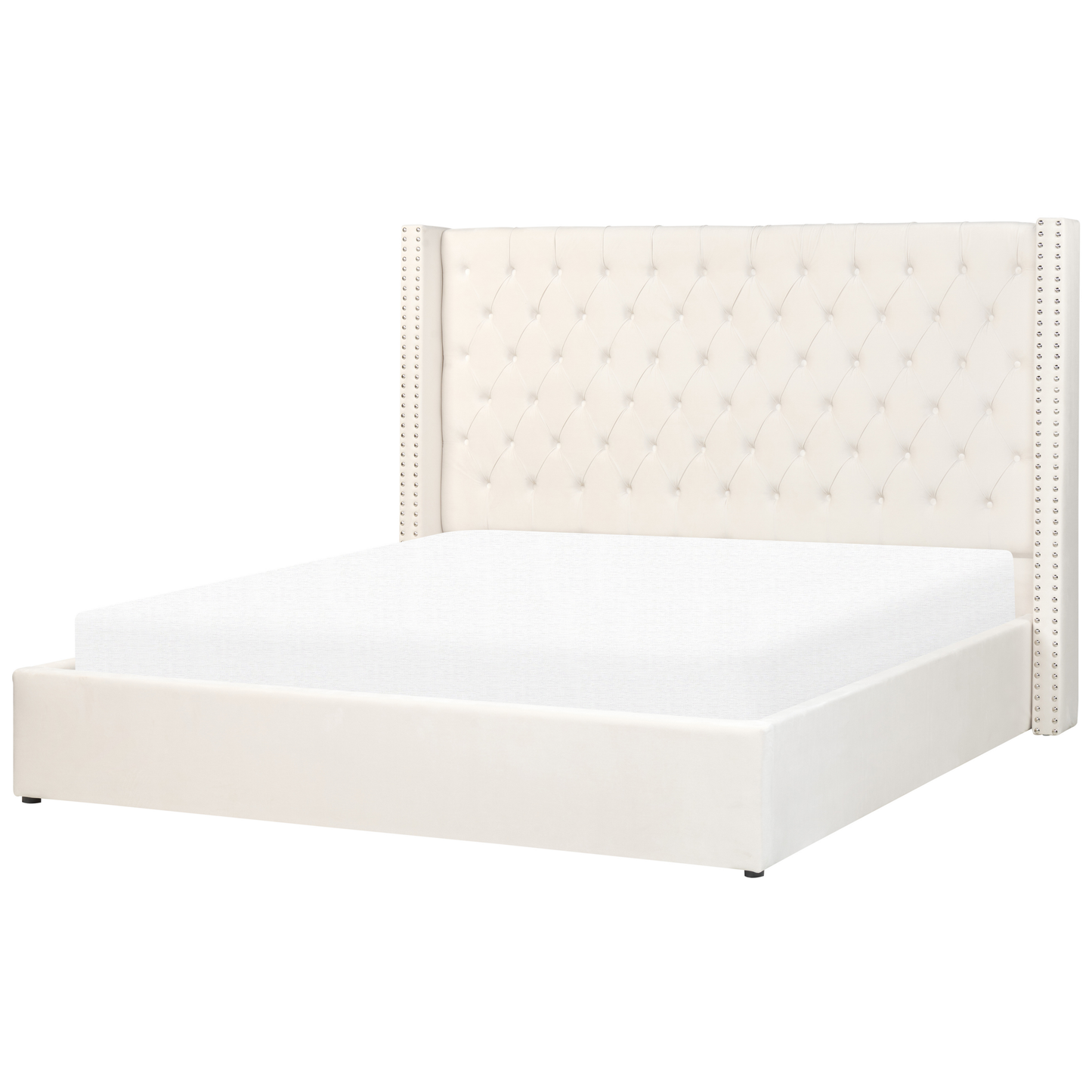 Polsterbett Samtstoff cremeweiss mit Bettkasten 180 x 200 cm LUBBON