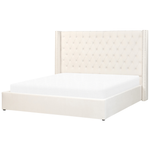 Polsterbett Samtstoff cremeweiss mit Bettkasten 180 x 200 cm LUBBON