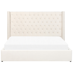 Polsterbett Samtstoff cremeweiss mit Bettkasten 180 x 200 cm LUBBON
