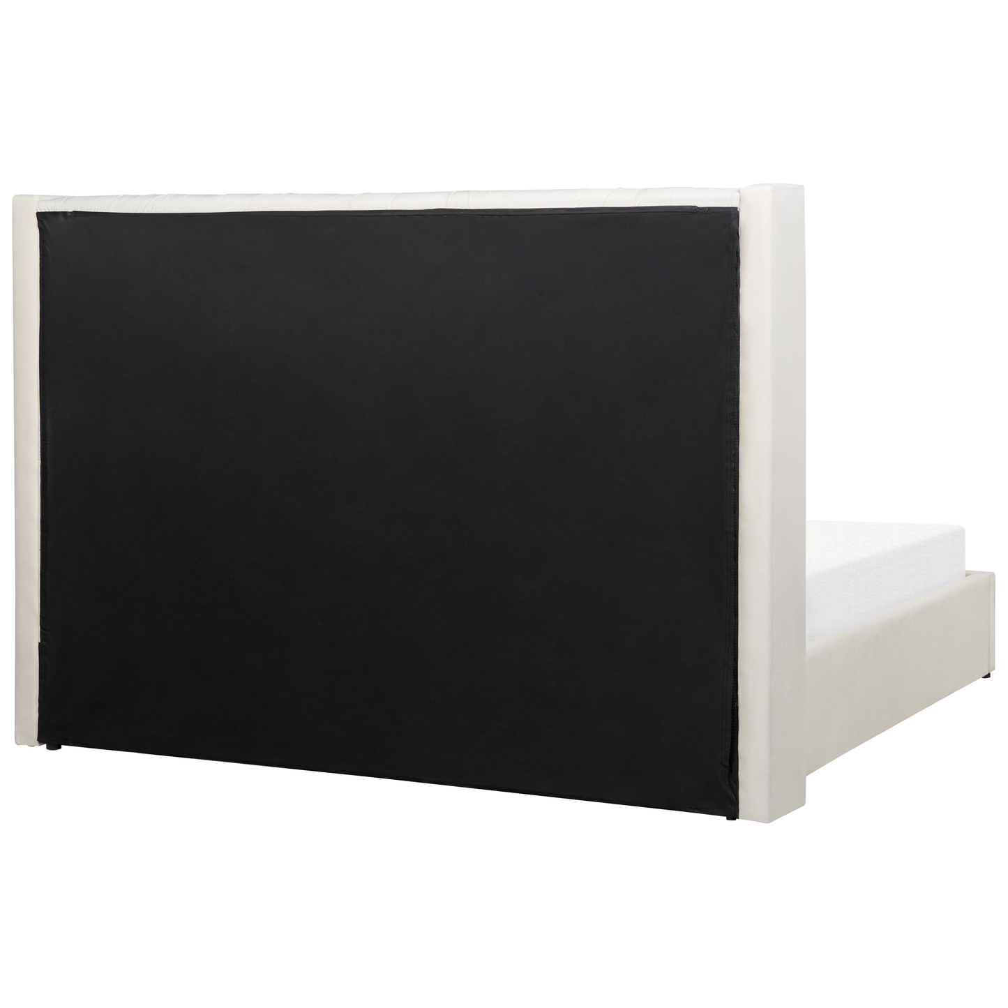 Polsterbett Samtstoff cremeweiss mit Bettkasten 180 x 200 cm LUBBON