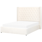 Polsterbett Samtstoff cremeweiss mit Bettkasten 140 x 200 cm LUBBON
