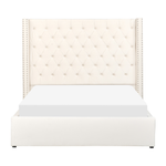 Polsterbett Samtstoff cremeweiss mit Bettkasten 140 x 200 cm LUBBON