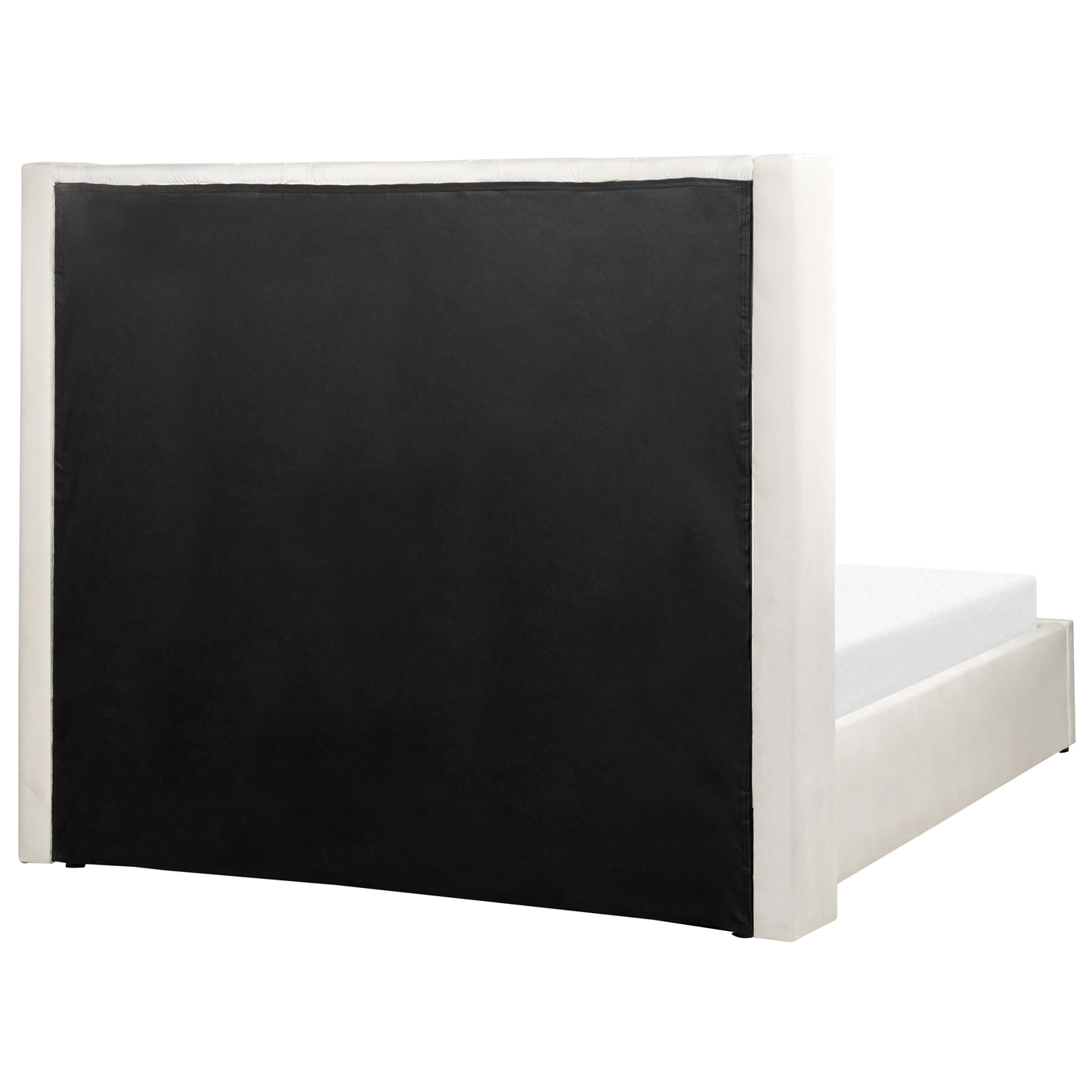 Polsterbett Samtstoff cremeweiss mit Bettkasten 140 x 200 cm LUBBON