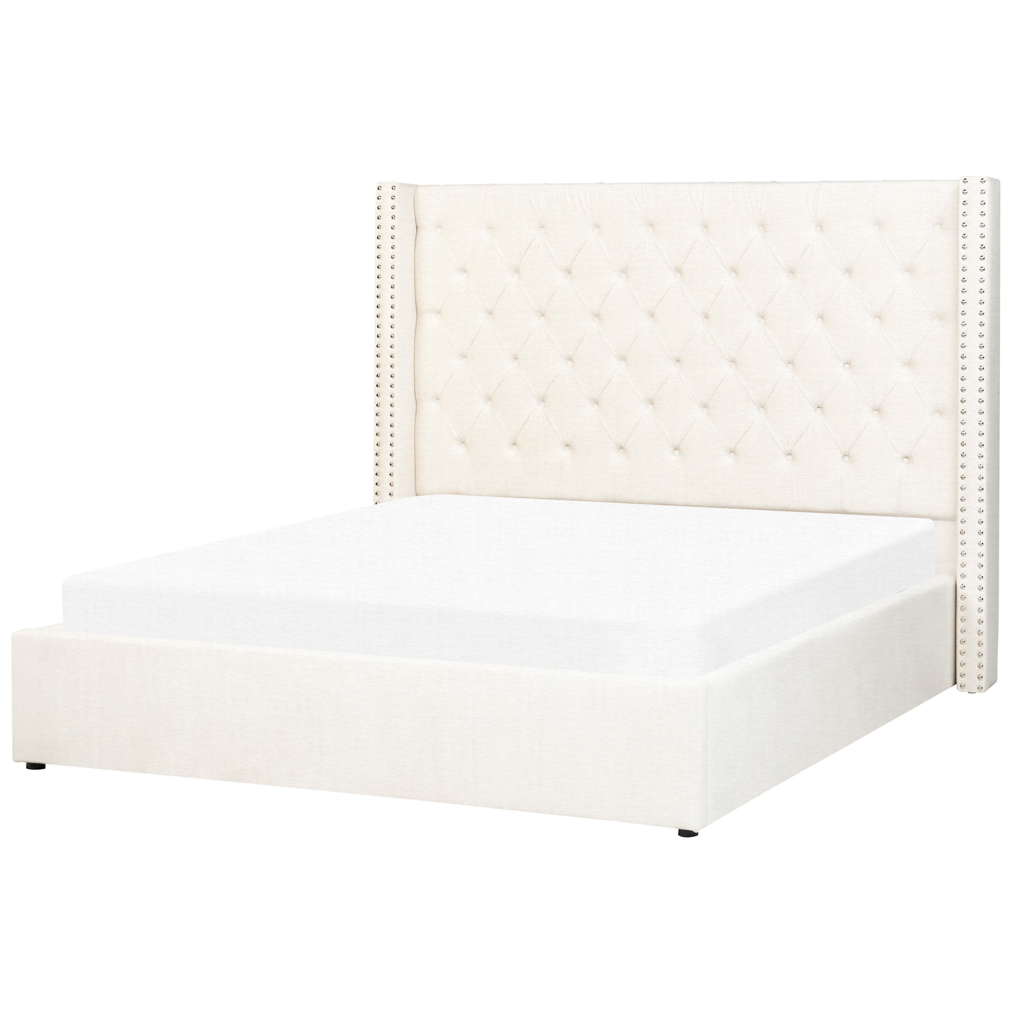 Polsterbett Samtstoff cremeweiss mit Bettkasten 160 x 200 cm LUBBON