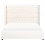 Polsterbett Samtstoff cremeweiss mit Bettkasten 160 x 200 cm LUBBON