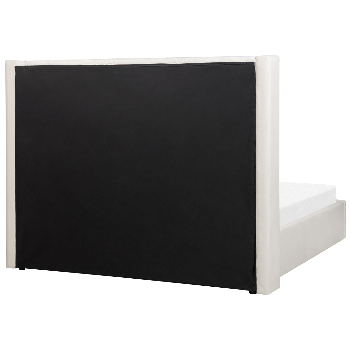 Polsterbett Samtstoff cremeweiss mit Bettkasten 160 x 200 cm LUBBON