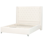 Polsterbett Samtstoff cremeweiss Lattenrost 140 x 200 cm LUBBON