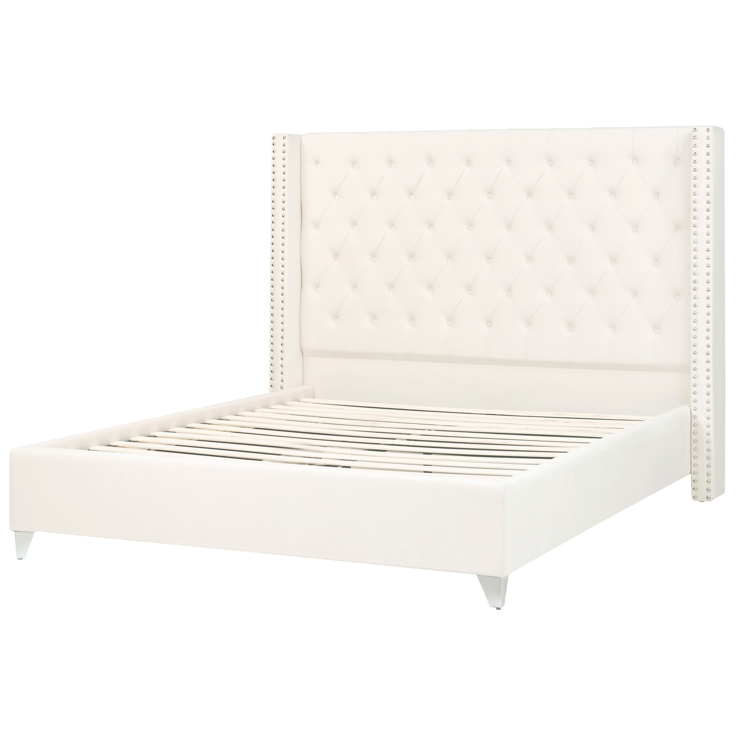 Polsterbett Samtstoff cremeweiss Lattenrost 160 x 200 cm LUBBON