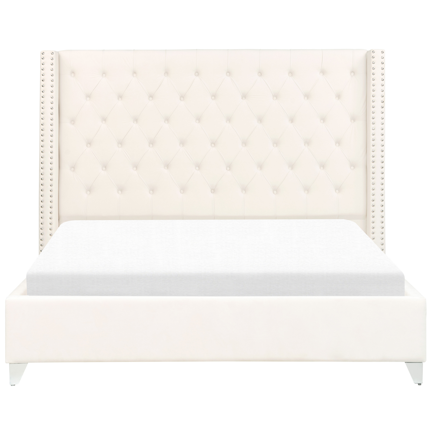 Polsterbett Samtstoff cremeweiss Lattenrost 160 x 200 cm LUBBON