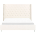 Polsterbett Samtstoff cremeweiss Lattenrost 160 x 200 cm LUBBON