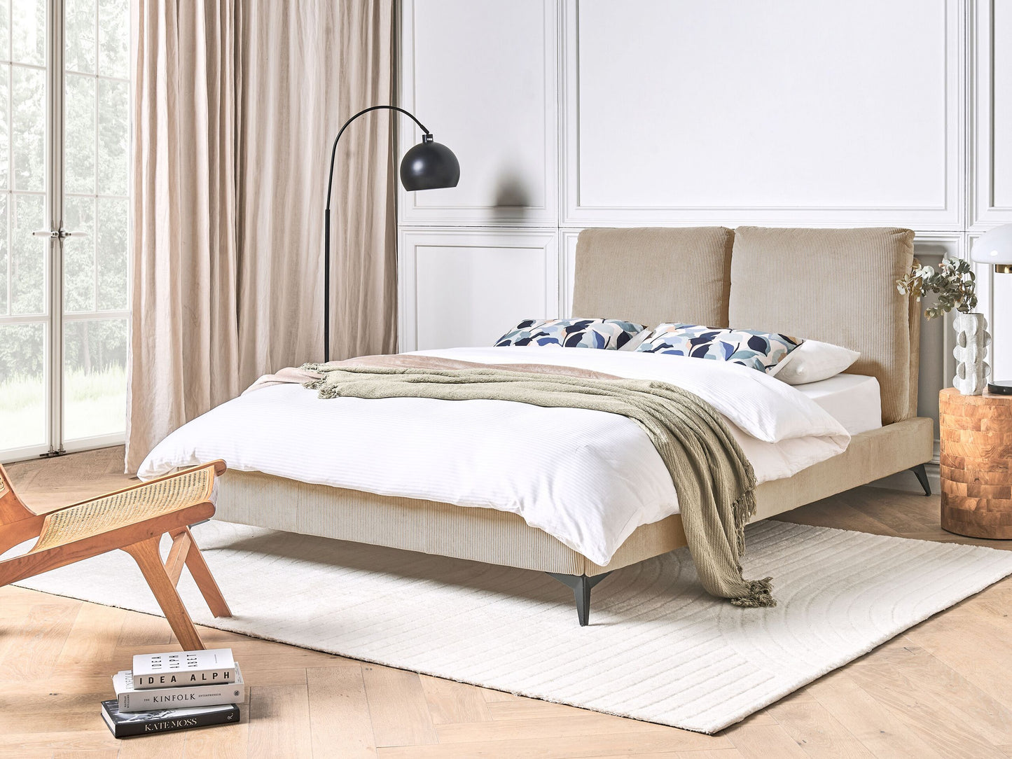 Bett mit Lattenrost Cord MELLE 140 x 200 cm Taupe